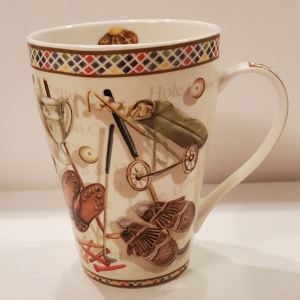 Vintage Golf Motif Ceramic Mug Cup - Picture 1 of 10